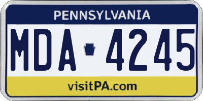 PA license plate MDA4245
