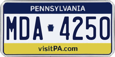 PA license plate MDA4250