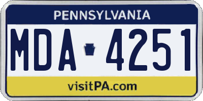 PA license plate MDA4251