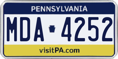 PA license plate MDA4252