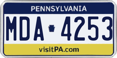 PA license plate MDA4253
