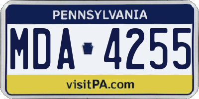 PA license plate MDA4255