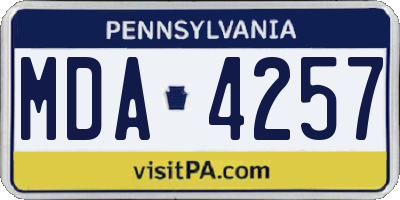 PA license plate MDA4257