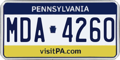 PA license plate MDA4260
