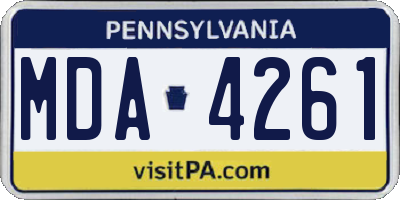 PA license plate MDA4261