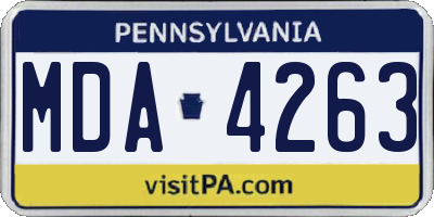 PA license plate MDA4263