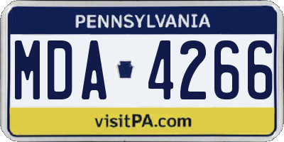 PA license plate MDA4266