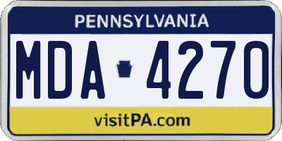 PA license plate MDA4270