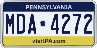 PA license plate MDA4272
