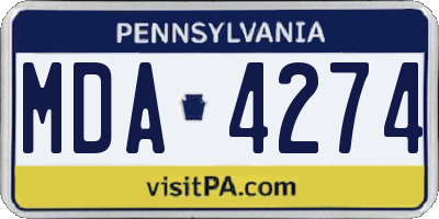 PA license plate MDA4274