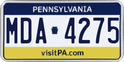 PA license plate MDA4275