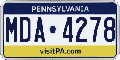 PA license plate MDA4278