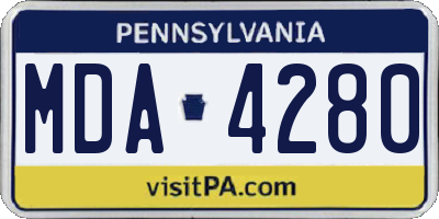 PA license plate MDA4280