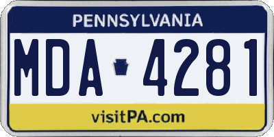 PA license plate MDA4281