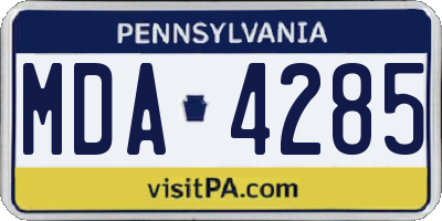 PA license plate MDA4285