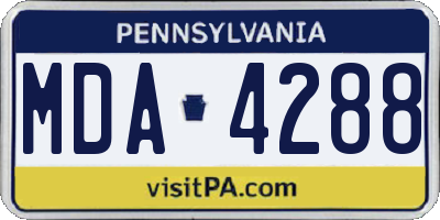 PA license plate MDA4288