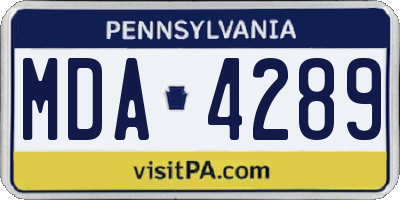 PA license plate MDA4289
