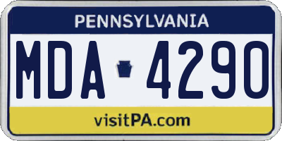 PA license plate MDA4290