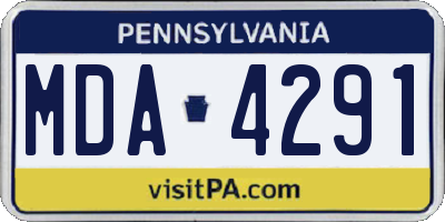 PA license plate MDA4291