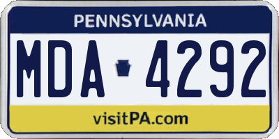 PA license plate MDA4292