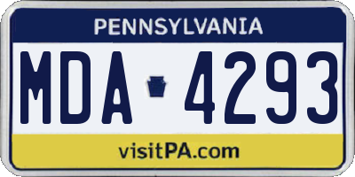 PA license plate MDA4293