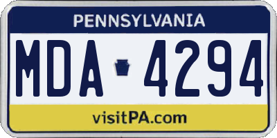 PA license plate MDA4294