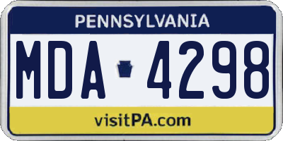 PA license plate MDA4298