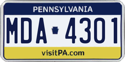 PA license plate MDA4301
