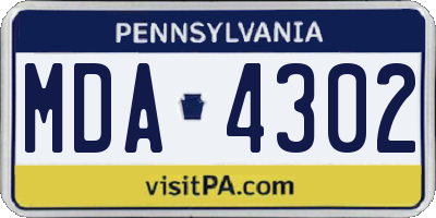 PA license plate MDA4302