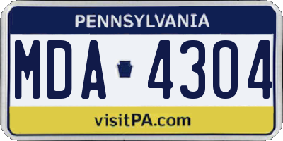 PA license plate MDA4304