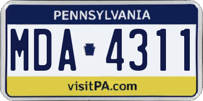 PA license plate MDA4311