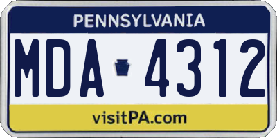 PA license plate MDA4312