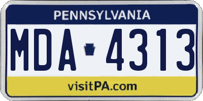 PA license plate MDA4313