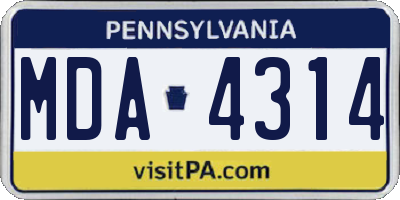 PA license plate MDA4314