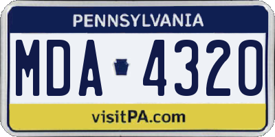 PA license plate MDA4320