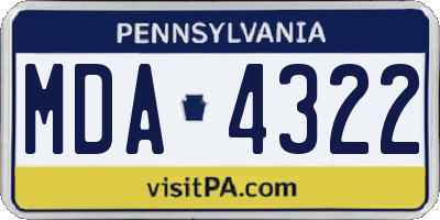 PA license plate MDA4322
