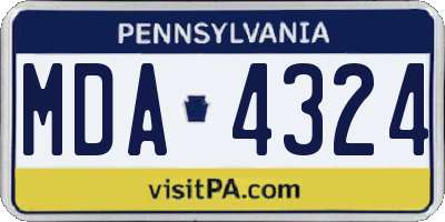 PA license plate MDA4324