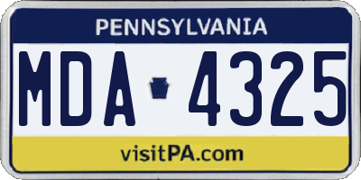 PA license plate MDA4325