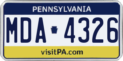PA license plate MDA4326