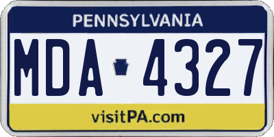 PA license plate MDA4327
