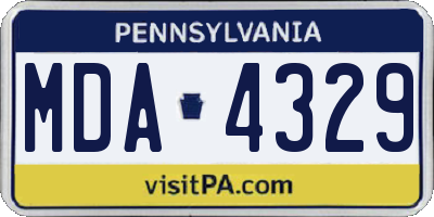PA license plate MDA4329