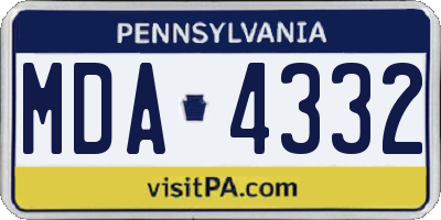 PA license plate MDA4332