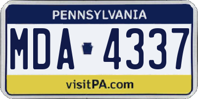 PA license plate MDA4337