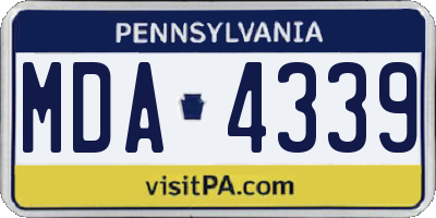 PA license plate MDA4339