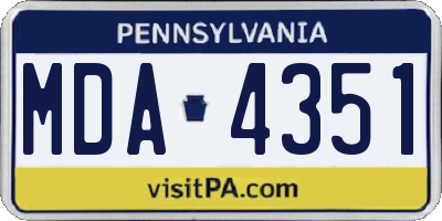 PA license plate MDA4351
