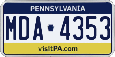PA license plate MDA4353