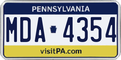 PA license plate MDA4354