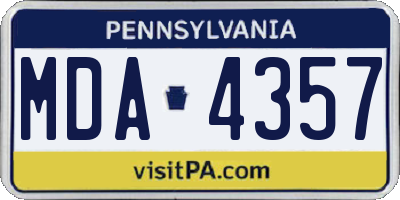 PA license plate MDA4357