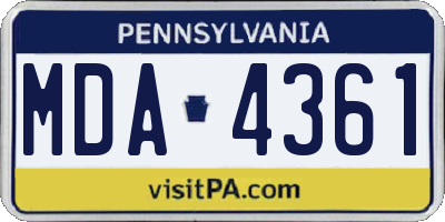 PA license plate MDA4361