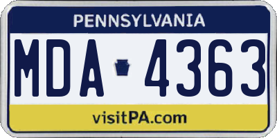PA license plate MDA4363